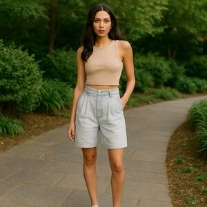 Vintage Bugle Boy 80s Y2K Juniors High Waist Flared Denim Shorts, Juniors 11/12